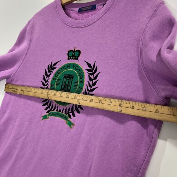 Scotch and Soda Amsterdam Couture Purple Crewneck Logo Embroidered Sweatshirt L - Picture 6 of 10